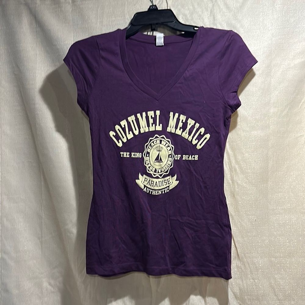 Cozumel Mexico graphic tee by lotus tee womens large short cap sleeve purple